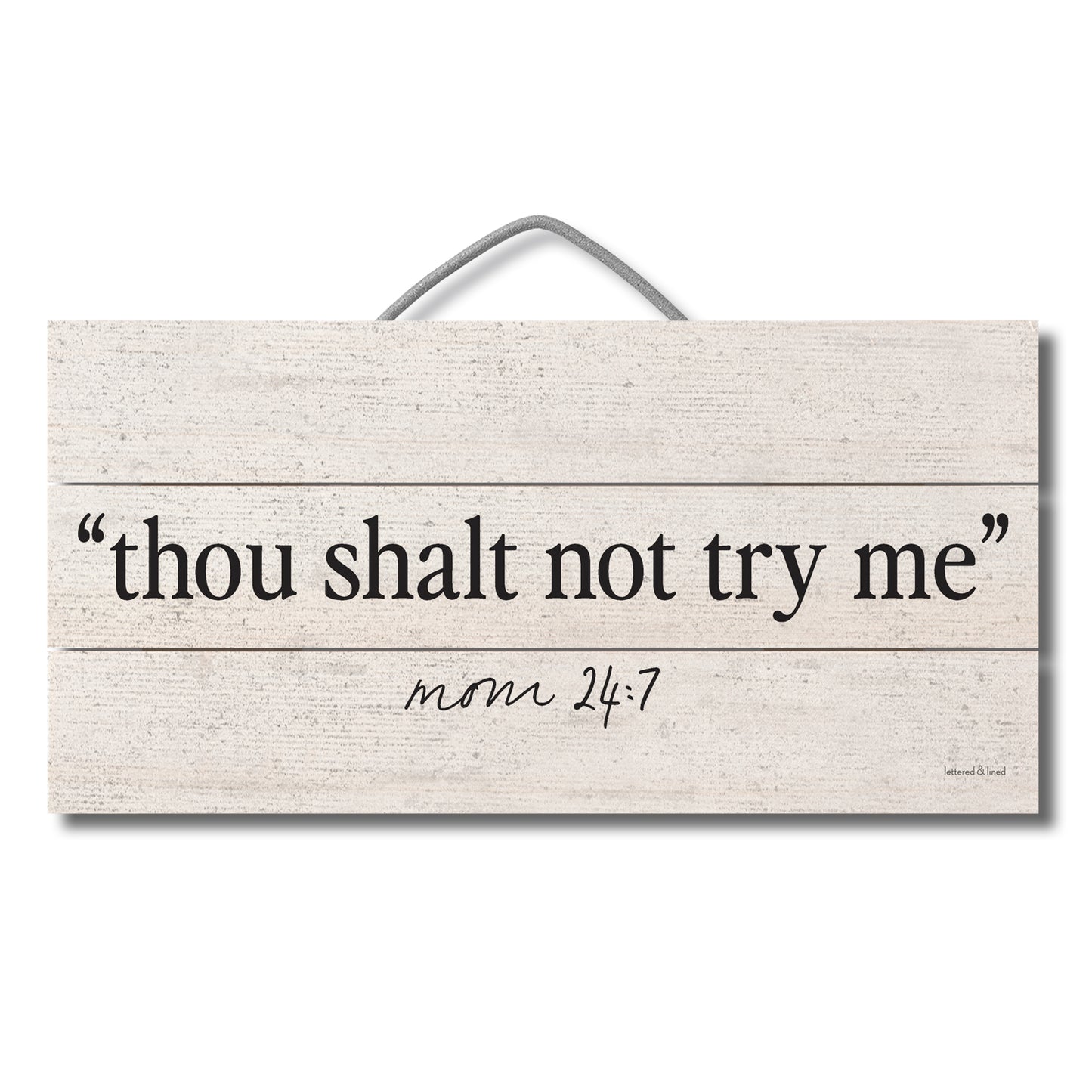 Try Me Decorative Slatted Pallet Wood Sign 12" by 6" Wire Hanger Doubles as an Easel