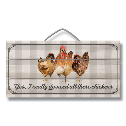 CounterArt All These Chickens Decorative Slatted Pallet Wood Sign 12" by 6" Made in the USA