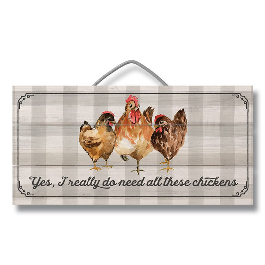 CounterArt All These Chickens Decorative Slatted Pallet Wood Sign 12" by 6" Made in the USA