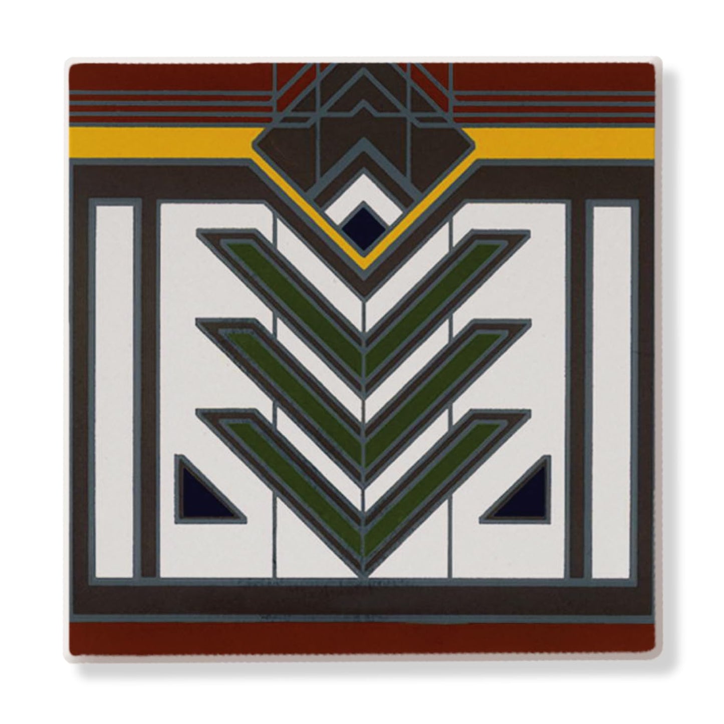 Meyer May Design from Frank Lloyd Wright Foundation on 4-Pack Absorbent Stone Square Coasters with Protective Cork Backing Manufactured in The USA