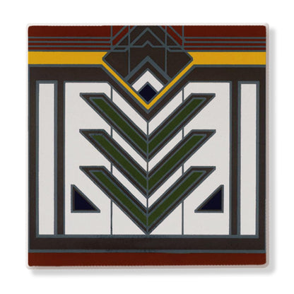 Meyer May Design from Frank Lloyd Wright Foundation on 4-Pack Absorbent Stone Square Coasters with Protective Cork Backing Manufactured in The USA