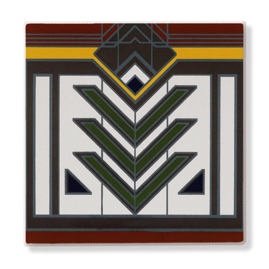 Meyer May Design from Frank Lloyd Wright Foundation on 4-Pack Absorbent Stone Square Coasters with Protective Cork Backing Manufactured in The USA