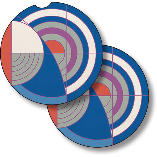 Hoffman Rug Design II by Frank Lloyd Wright 2-Pack Absorbent Stone Car Coasters 2.6” Diameter Manufactured in The USA