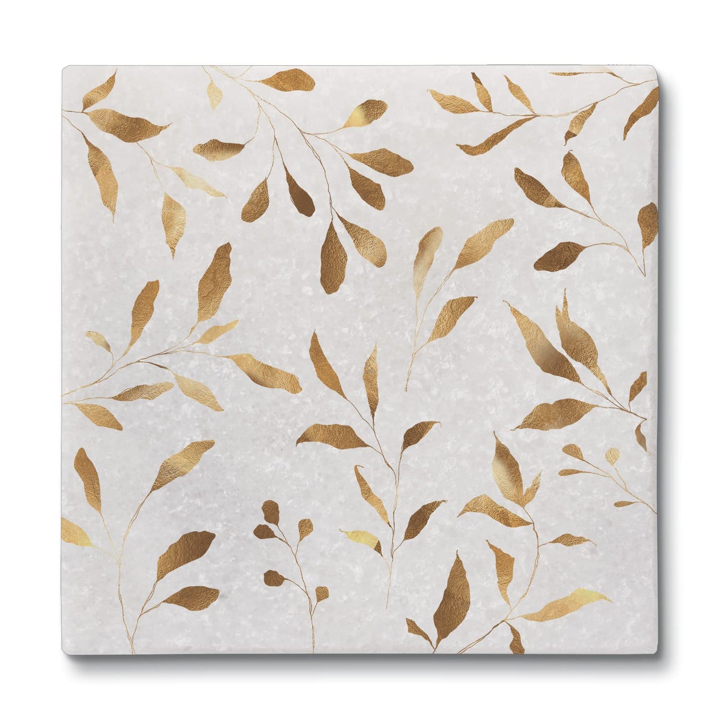 Thirstystone Gilded Vine 4-Pack Natural Marble Stone Coaster with Protective Cork Backing Manufactured in The USA