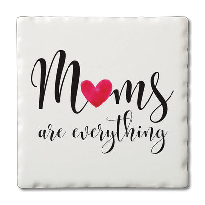 Thirstystone Mom Everything 4 Pack Absorbent Stone Tumbled Tile Coasters with Protective Cork Backing 4" Square Manufactured in The USA Artistic Absorbent Easily Wipes Clean