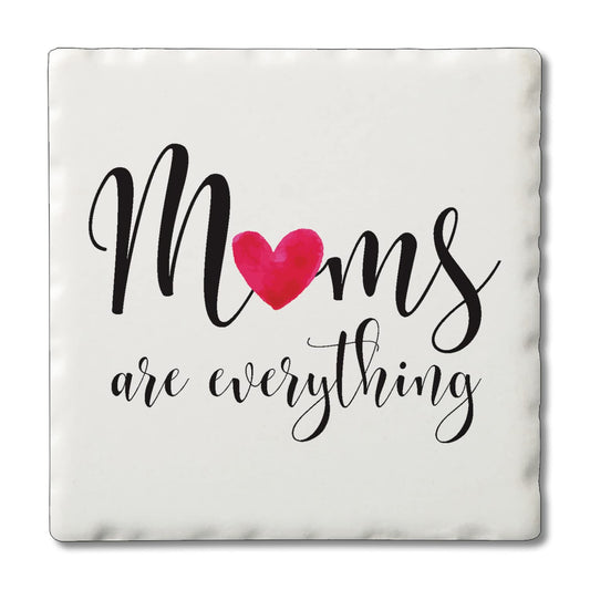 Thirstystone Mom Everything 4 Pack Absorbent Stone Tumbled Tile Coasters with Protective Cork Backing 4" Square Manufactured in The USA Artistic Absorbent Easily Wipes Clean