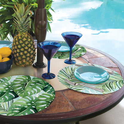 CounterArt Tropical Foliage 4 Pack Round Reversible Easy Care Flexible Placemats Made in the USA