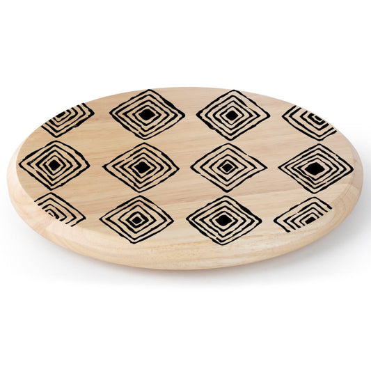 CounterArt Black Diamonds Wood Lazy Susan Turntable 14" Diameter for Serving Kitchen Organization Condiment Caddy