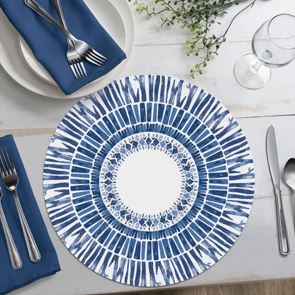 CounterArt Aegean 4 Pack Round Reversible Easy Care Flexible Placemats Made in the USA