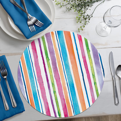 CounterArt Summer Flip Flops 4 Pack Round Reversible Easy Care Flexible Placemats Made in the USA