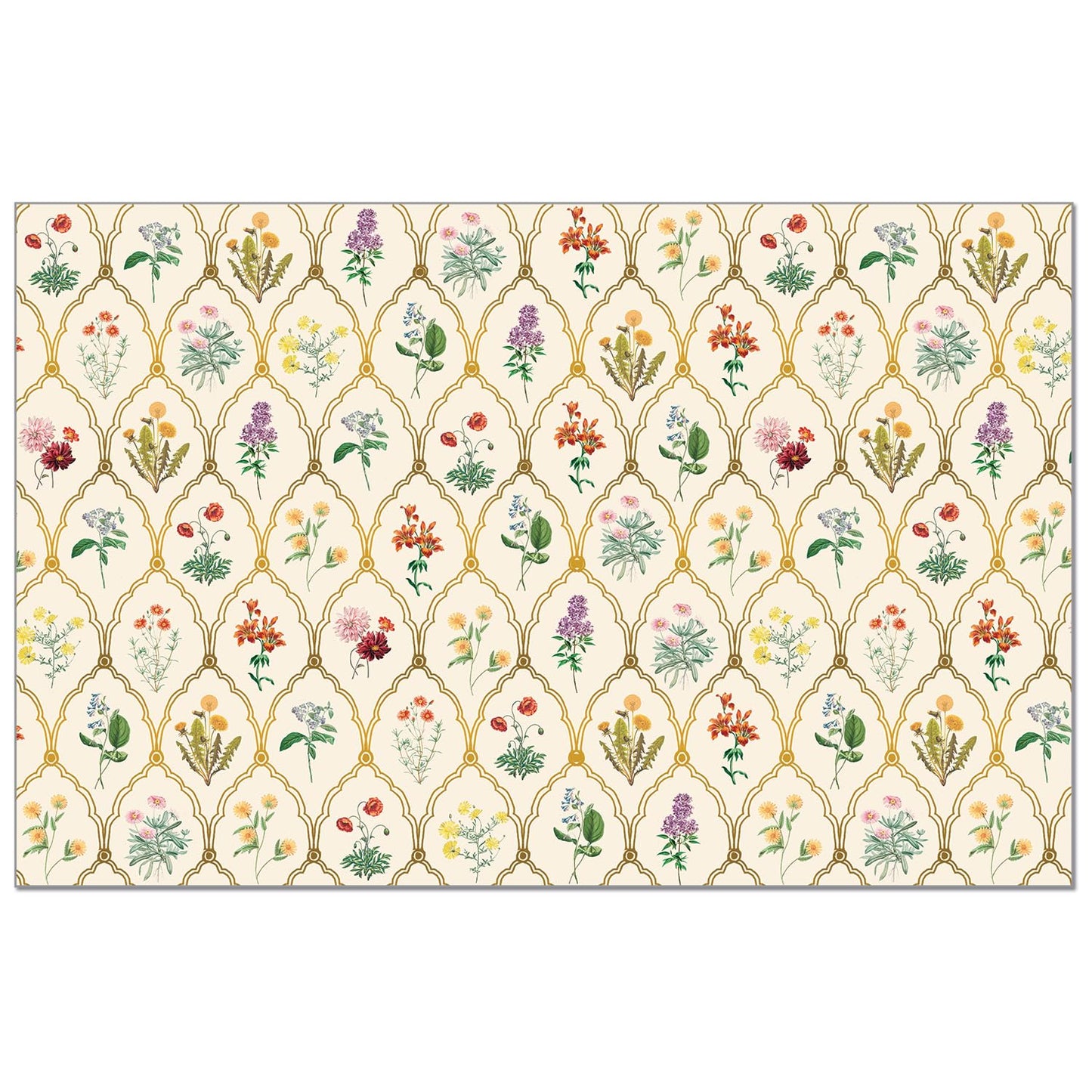 CounterArt Wildflowers 24 Premium Paper Placemats in Resealable Storage Bag Made in The USA 17" x 11"