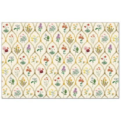 CounterArt Wildflowers 24 Premium Paper Placemats in Resealable Storage Bag Made in The USA 17" x 11"