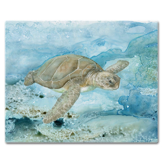 CounterArt Sea Turtle 3mm Tempered Glass Cutting Board 15" x 12" Manufactured in the USA