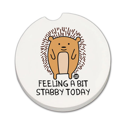 Thirstystone Feeling Stabby Single Absorbent Stone Coaster for Vehicle Cup Holder 2.6” Diameter Manufactured in The USA