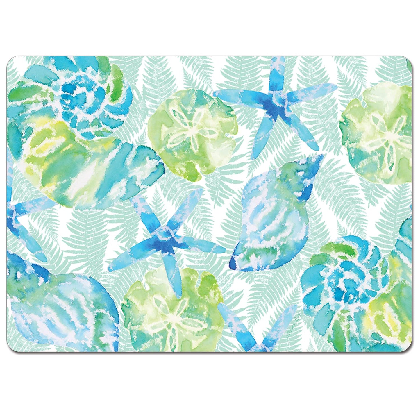 Cala Home Isla Mona Coastal Premium Decorative Hardboard Cork Back Tabletop Placemats 4 Pack Manufactured in The USA Heat Tolerant and Easily Wipes Clean