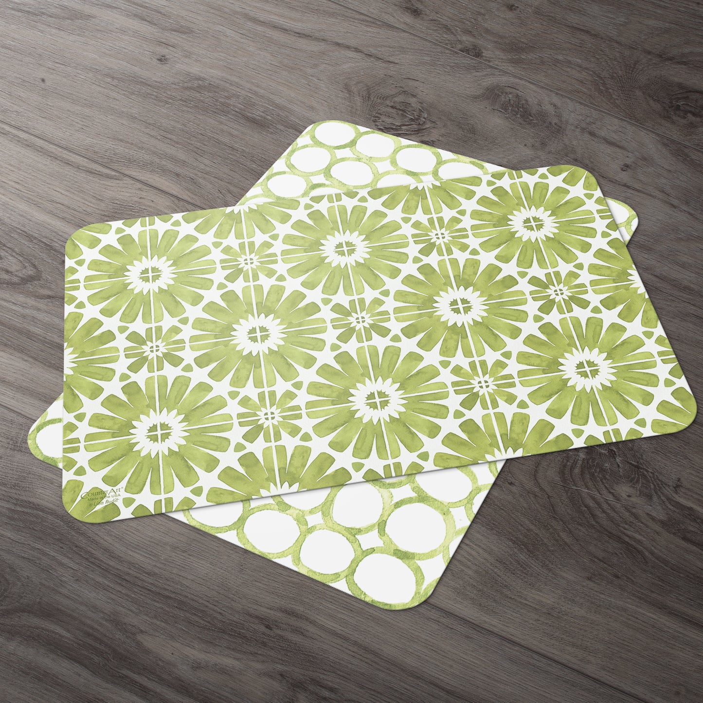 Counterart Medallions and Circles Reversible Plastic Placemat 4 Pack Made in The USA