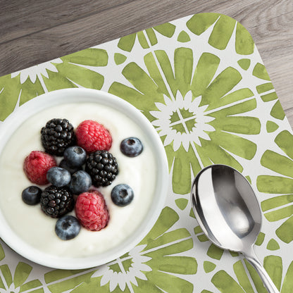 Counterart Medallions and Circles Reversible Plastic Placemat 4 Pack Made in The USA