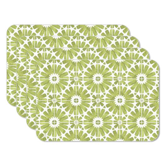 Counterart Medallions and Circles Reversible Plastic Placemat 4 Pack Made in The USA