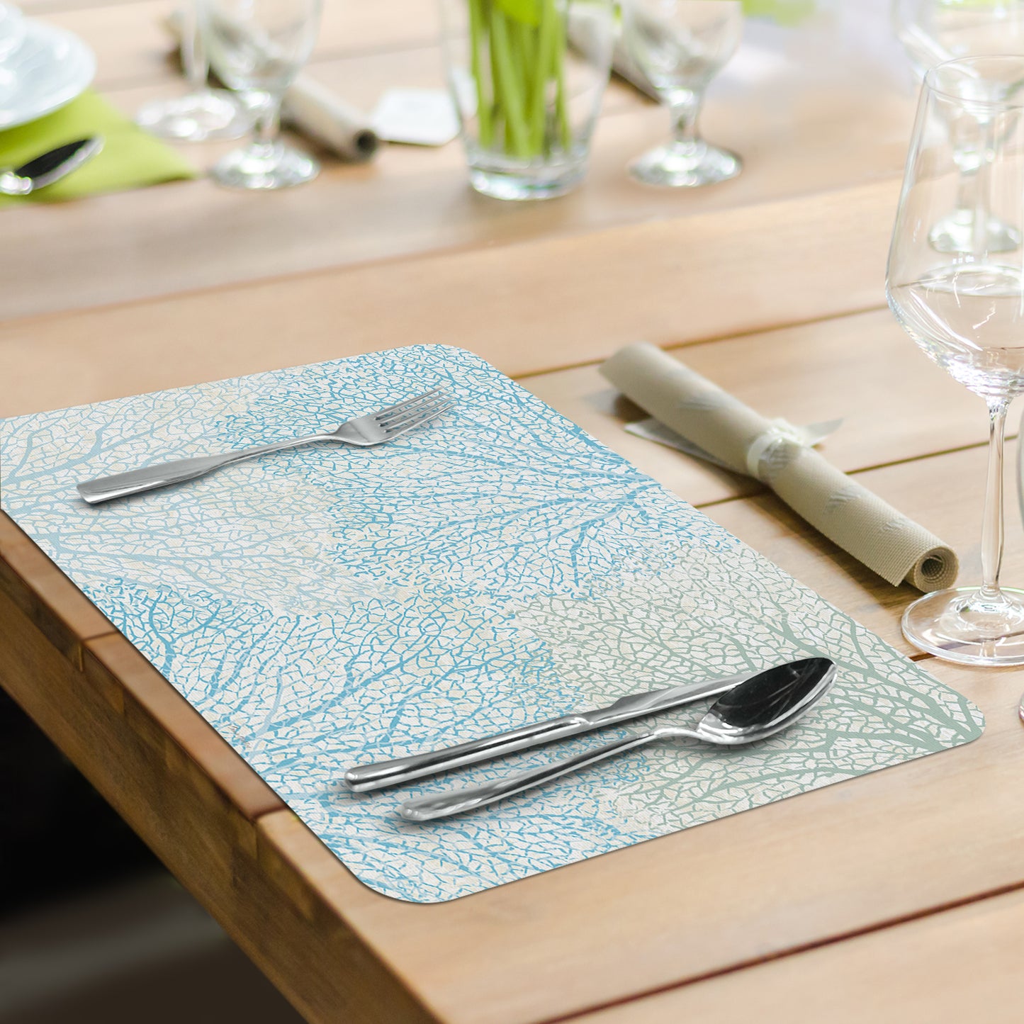 CounterArt Oceana Crab 4 Pack Reversible Easy Care Flexible Placemats Made in the USA