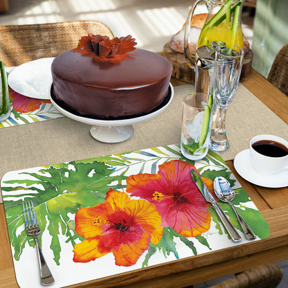 Counterart Tropical Paradise 4 Pack Reversible Easy Care Flexible Placemats Made in the USA