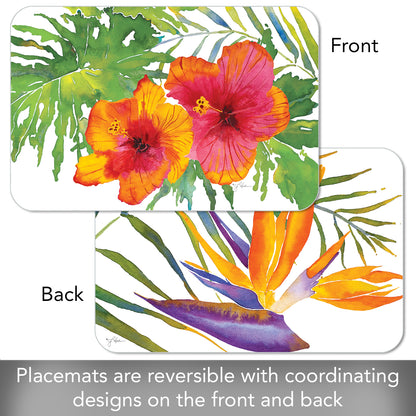 Counterart Tropical Paradise 4 Pack Reversible Easy Care Flexible Placemats Made in the USA