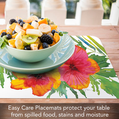Counterart Tropical Paradise 4 Pack Reversible Easy Care Flexible Placemats Made in the USA