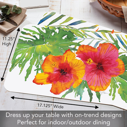 Counterart Tropical Paradise 4 Pack Reversible Easy Care Flexible Placemats Made in the USA