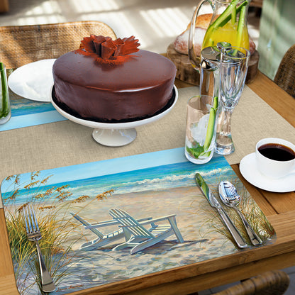 CounterArt Ocean View 4 Pack Reversible Easy Care Flexible Placemats Made in the USA