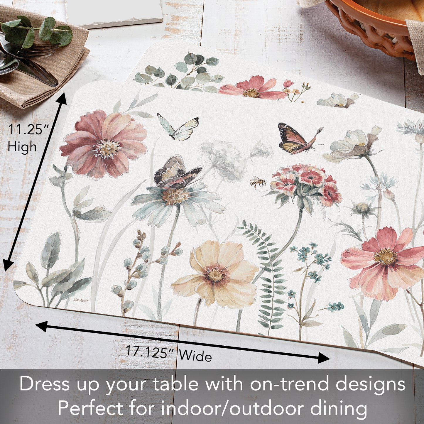 CounterArt Country Weekend 4 Pack Reversible Easy Care Flexible Placemats Made in the USA