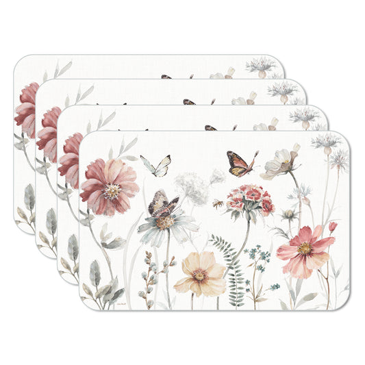CounterArt Country Weekend 4 Pack Reversible Easy Care Flexible Placemats Made in the USA
