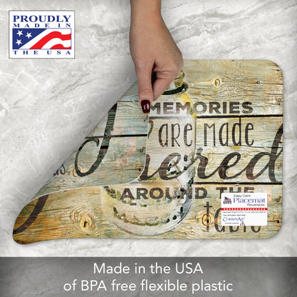 CounterArt Family Time 4 Pack Reversible Easy Care Flexible Placemats Made in the USA