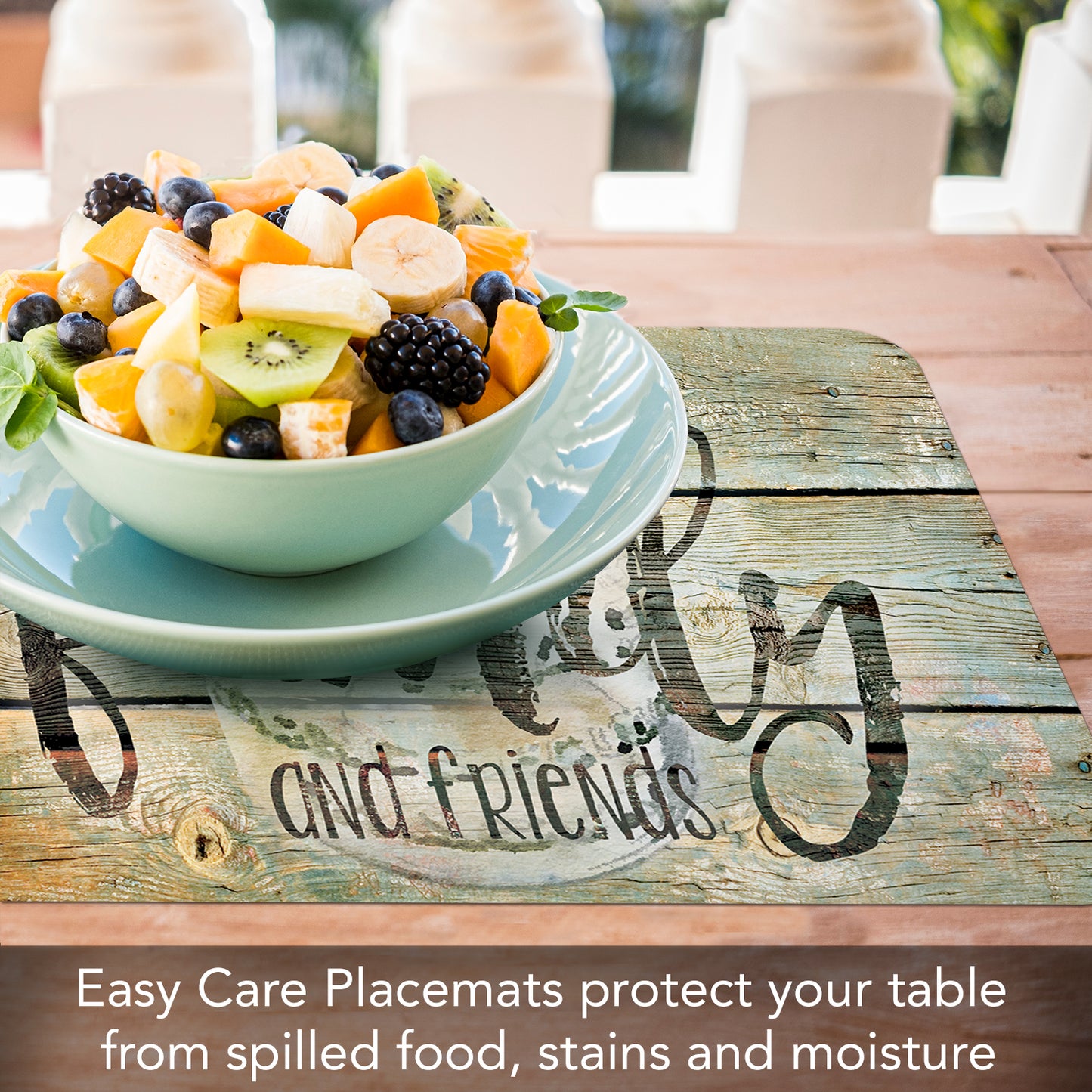 CounterArt Family Time 4 Pack Reversible Easy Care Flexible Placemats Made in the USA