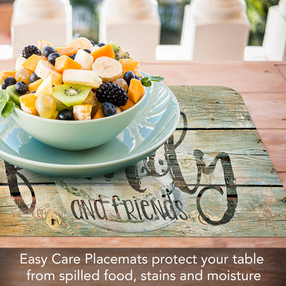 CounterArt Family Time 4 Pack Reversible Easy Care Flexible Placemats Made in the USA