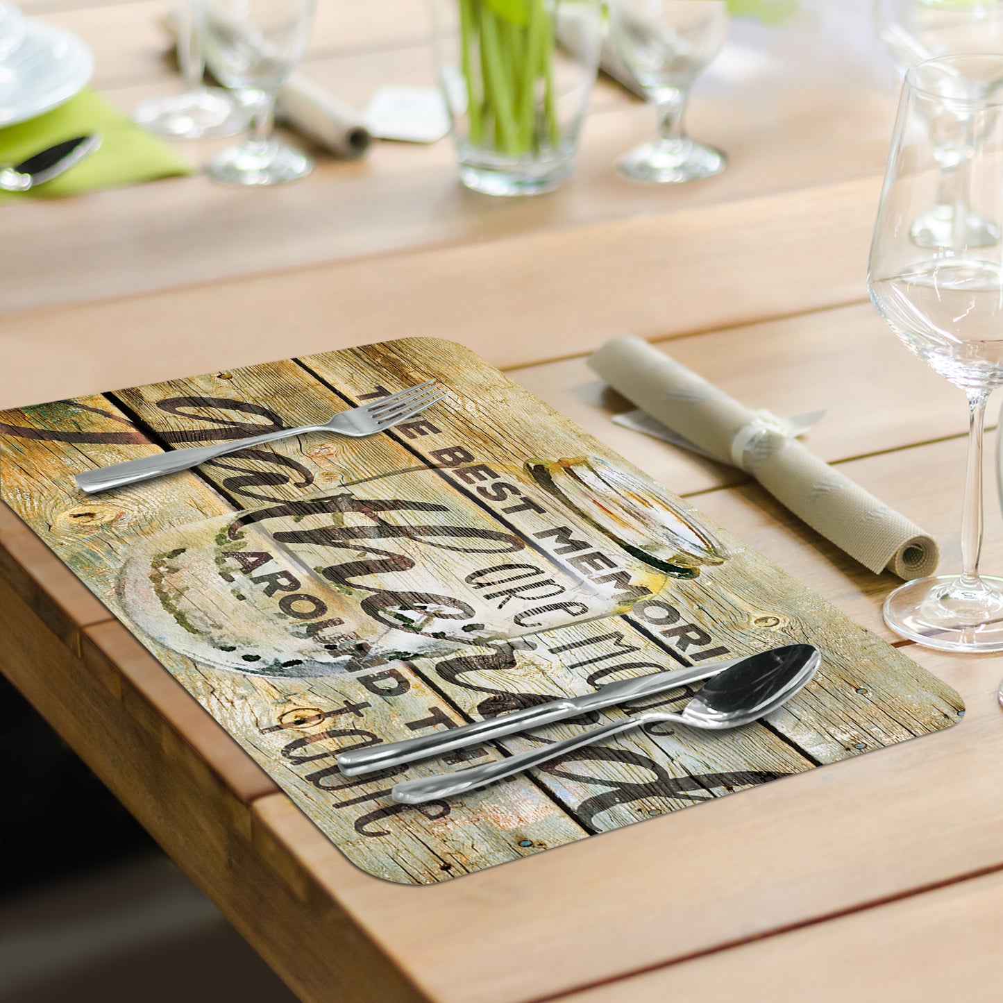 CounterArt Family Time 4 Pack Reversible Easy Care Flexible Placemats Made in the USA