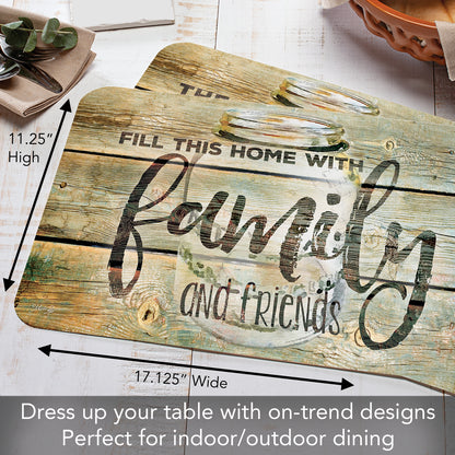CounterArt Family Time 4 Pack Reversible Easy Care Flexible Placemats Made in the USA