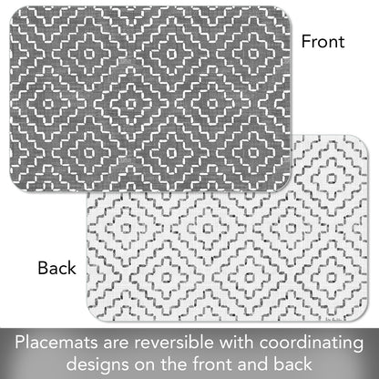 CounterArt Grey Flannel Design 4 Pack Reversible Easy Care Flexible Placemats Made in the USA