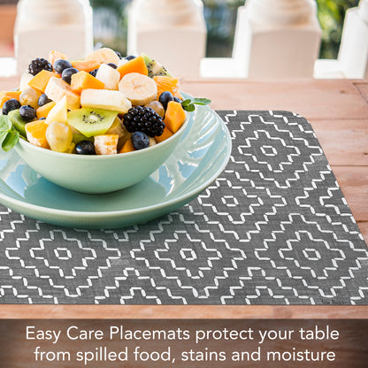 CounterArt Grey Flannel Design 4 Pack Reversible Easy Care Flexible Placemats Made in the USA