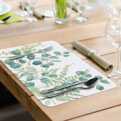 CounterArt Greenery 4 Pack Reversible Easy Care Flexible Placemats Made in the USA