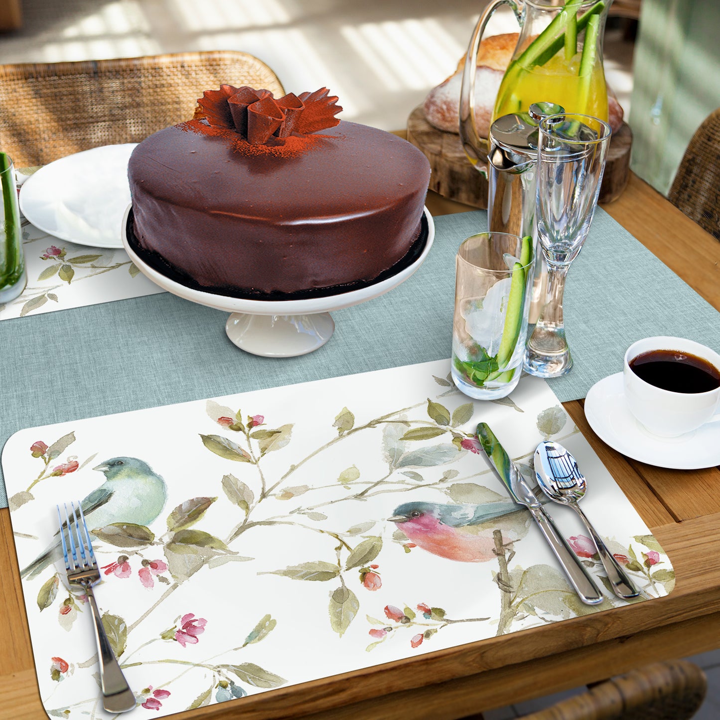 Counterart Beautiful Romance Floral 4 Pack Reversible Easy Care Flexible Plastic Placemats Made in The USA BPA Free Easily Wipes Clean