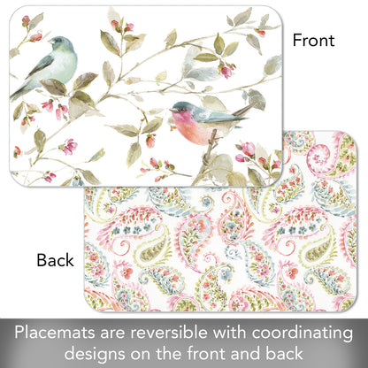 CounterArt Beautiful Romance 4 Pack Reversible Easy Care Flexible Plastic Placemats