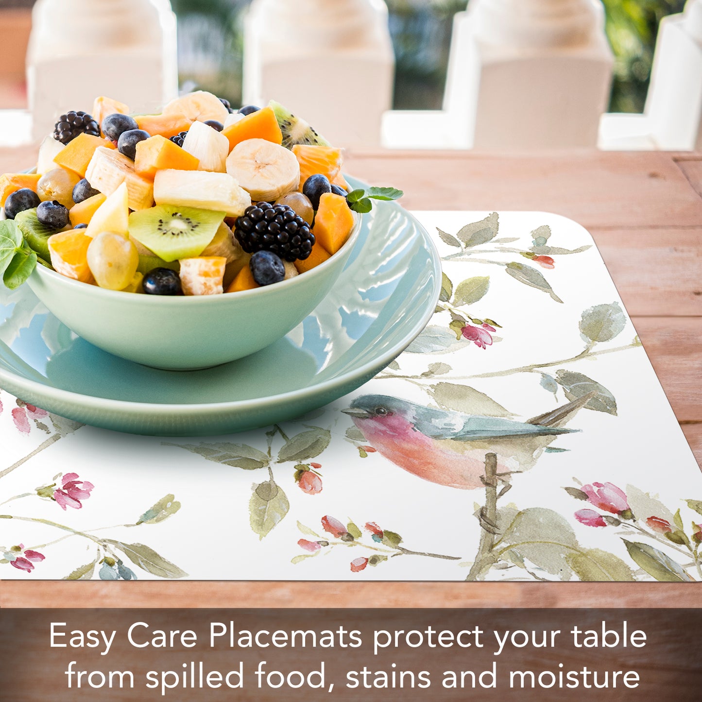 Counterart Beautiful Romance Floral 4 Pack Reversible Easy Care Flexible Plastic Placemats Made in The USA BPA Free Easily Wipes Clean