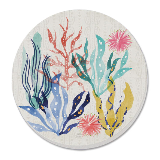 Thirstystone Coral Colors Round Absorbent Stone Coaster with Protective Cork Backing Manufactured in The USA 4" Diameter