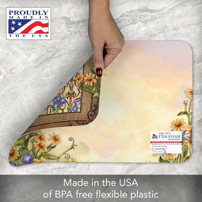 CounterArt Country Charm Rooster 4 Pack Reversible Easy Care Flexible Placemats Made in The USA