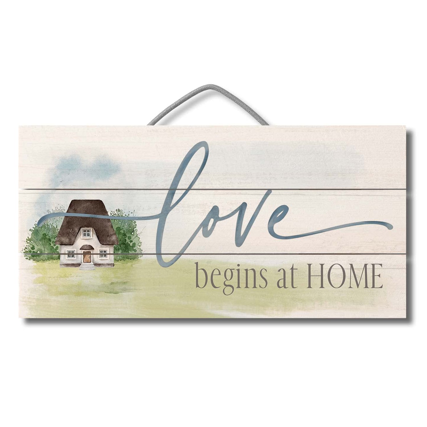 CounterArt Love Begins at Home Decorative Slatted Pallet Wood Sign 12" by 6" Made in the USA