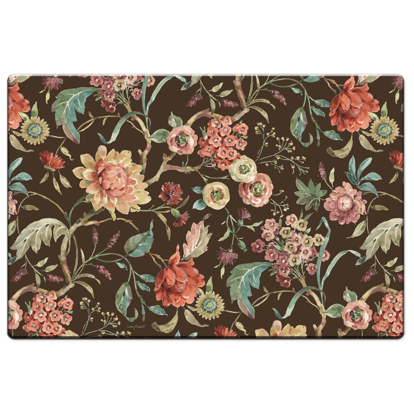 Highland Home Floral Study 30” x 20” Decorative Vinyl Comfort Floor Mat Manufactured in The USA, Waterproof, Reduces Muscle Fatigue, Easy to Clean