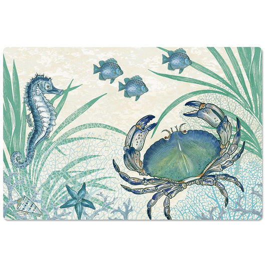 Counterart Oceana 30” x 20” Decorative Vinyl Comfort Floor Mat, Manufactured in The USA, Waterproof, Reduces Muscle Fatigue, Easily Wipes Clean