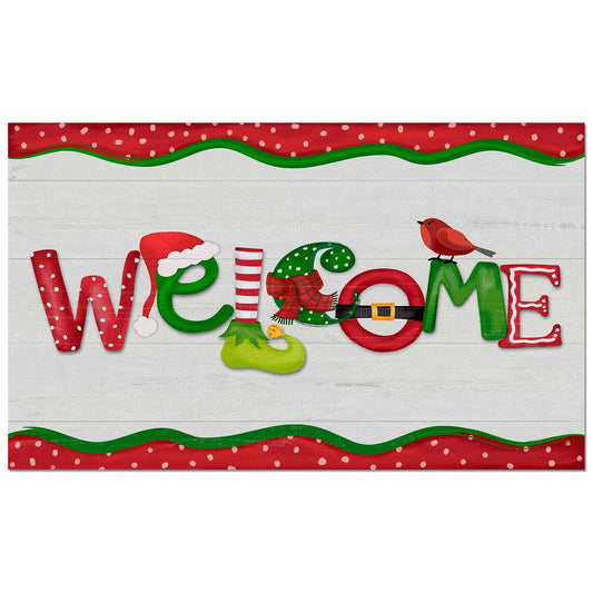 Counterart Christmas Welcome Indoor/Outdoor Entryway Mat Made in the USA 29.5" by 17.75"