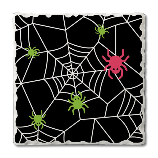Thirstystone Spider Web Single Tumbled Tile Stone Coaster with Protective Cork Backing Manufactured in The USA 4" Square, Colorful, Artistic, Easily Wipes Clean