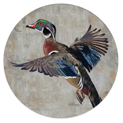 Thirstystone Wood Duck 4 Pack Round Natural Sandstone Coasters with Protective Cork Backing Manufactured in The USA