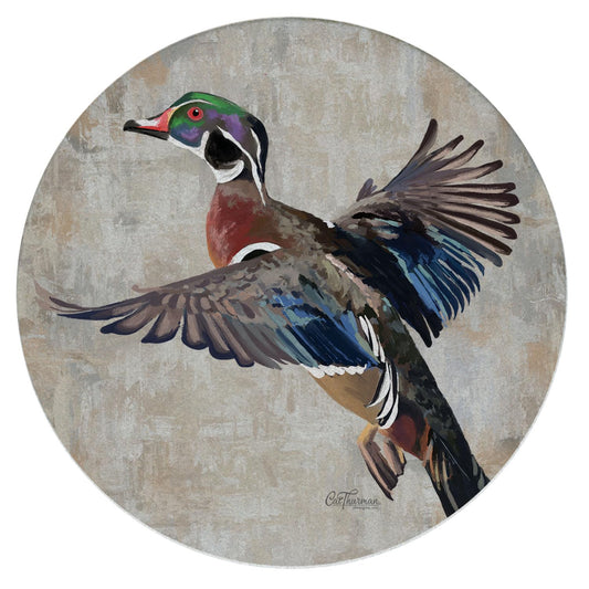 Thirstystone Wood Duck 4 Pack Round Natural Sandstone Coasters with Protective Cork Backing Manufactured in The USA